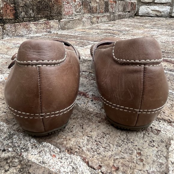 Ecco Mary Janes Flats Brown/Taupe Leather Slip On Comfort Women's Size 38 - Picture 5 of 12